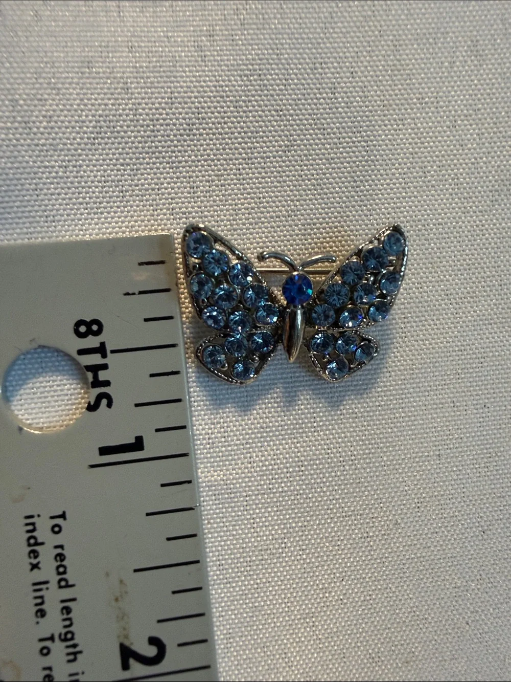 Vintage Butterfly Dainty Pin Brooch in Light Blue Guc .75” x 1” w